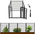 Garden Fence with Gate 36 in(H)×27 in(L) 4 Panels, Heavy Duty Iron Animal Barrier Fence, Rabbit Fence for Garden, Suitable for Indoor Pet Or Outdoor Dog Fencing, Total 8.9 Ft(L), Black