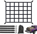 Cargo Net for Pickup Truck Bed, Heavy Duty 1100 lbs Capacity, Adjustable Cam Buckles & S-Hooks, Thick Herringbone Nylon, with Drawstring Storage Bag for Trailers and Trucks (50" x 42")