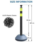 OrangeStar 6 Packs Traffic Delineator Post Cones, Expandable 40” Chain Safety Barriers with 6 x 6.6 Ft Plastic Chains, Crowd Control Stanchion Sets for Outdoor and Indoor