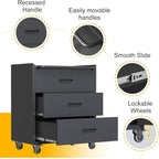 3 Drawers Metal Tool Storage Cabinet with Wheels, Rolling Tool Chest on Locking Wheels & Handle, Garage Cabinet, Heavy Duty Tool Cart, Mobile Steel Locker for Home,Workshop, Warehouse, Black