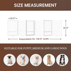 6 Panels Full Metal Freestanding Dog Gates with Door, 120” W x 32” H Folding Pet Gate Fence with Support Feet for Indoor,Stairs, Hallways and Doorways(White)