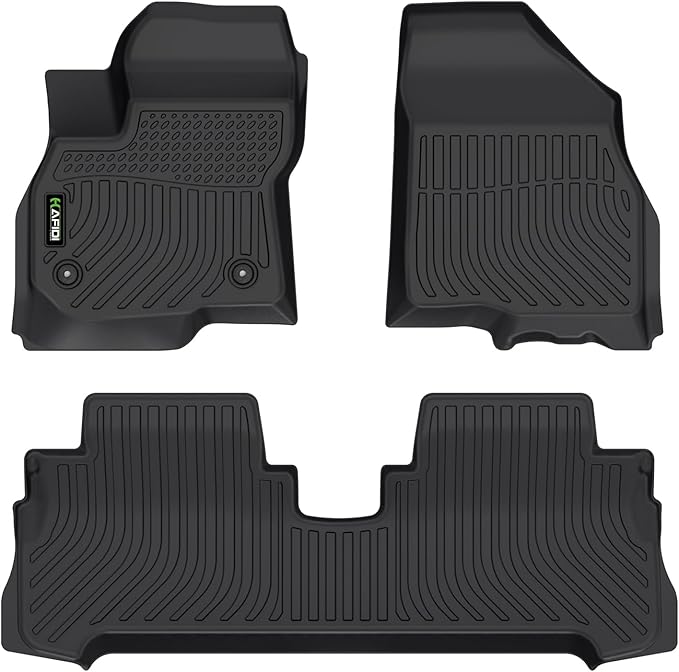 Floor Mats Custom for Chevrolet Chevy Bolt EV 2017-2023 (Not EUV) All Weather Protection TPE Heavy Duty Non-Slip Automotive Floor Liners Fits Front& 2nd Row Full Set Accessories, Black