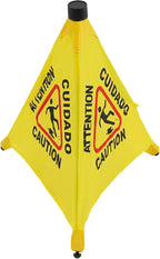 Caution Wet Floor Sign with Storage Tube 20 Inch Folding Commercial Wet Floor Pop Up Cones Slippery When Wet Sign for Restaurant, Supermarket, Restroom (6)