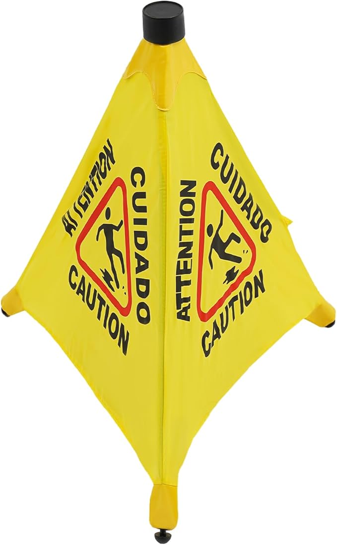 Caution Wet Floor Sign, 6 Pcs 20 Inch Pop up Wet Floor Sign with Storage Tube, Foldable Triple-sided Bilingual Safety Warning Signs for Commercial Stores Grocery Restaurant Restroom Office (6, 20 In)