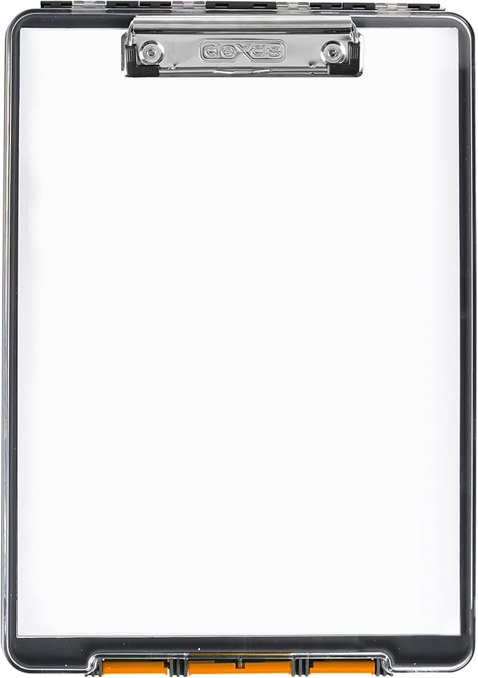 Dexas Clearview Clipcase Dry Erase clipboard, 13.75 x 9.5 Inch, Orange.See Papers Clearly Outdoors,Stay Organized & Dry Ideal for Coaching,Teaching,homeschooling,Art, Trades& Medical pros(Pack of 6)