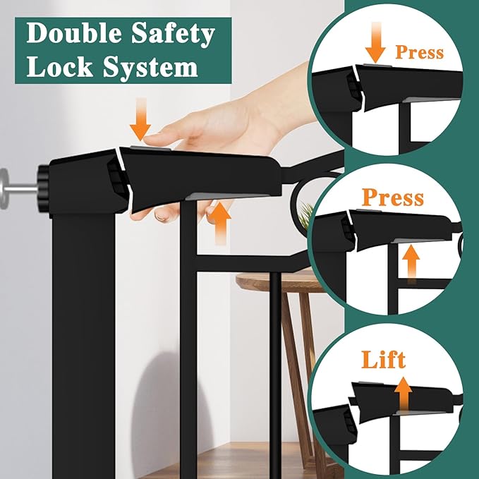 Fairy Baby 70.9"-76.3" Extra Wide Baby Gate for Stairs Doorways, Pressure Mount Pet Gate Auto Close Safety Child Gate, Long Large Dog Gate Indoor for House, 71 72 73 74 75 76 Inches Wide, Black