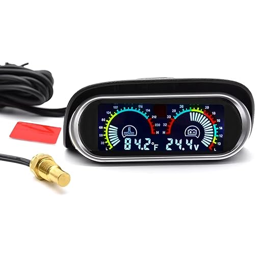 2-in-1 Water Temperature & Voltage Gauge Kit for Car, Boat, Truck, Motorcycle