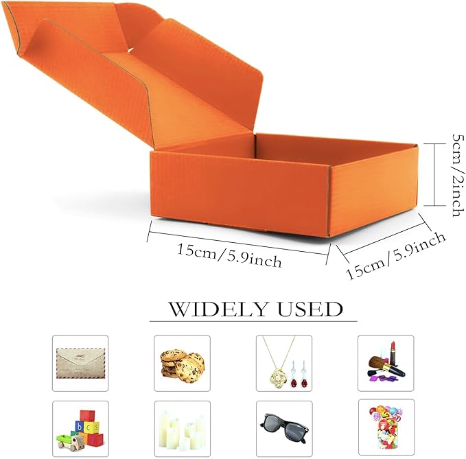 Cardboard Boxes Shipping Boxes,15 Pack Recyclable Corrugated Cardboard Box Small Mailing Storage Gift Boxes for Shipping, Mailing, Gifts Packaging, 6x6x2" (Orange)