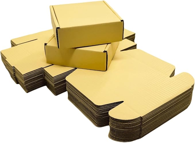 15 Pcs Corrugated Cardboard Gift Boxes Recyclable Shipping Boxes for Mailing & Holidays, Wedding, Birthday, Gifts Packaging (Butter Yellow, 6 x 6 x 2")