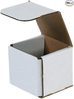 Secure Seal Shipping Boxes - 3x3x3" Mailers - White Foldable Corrugated Cardboard Packaging for Mailing, Moving, Storage, and Organizing - Strong Lightweight Foldable (Bulk 100 Pack)