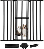 Lumizone Extra Tall Cat Gate 61.02" High Pressure Mounted Extra Wide 63.39"-67.32" (17Sizes) 1.37" Gap No Drilling Auto-Close Tall Pet Gate for Dogs (Black, 63.39"-67.32" W)