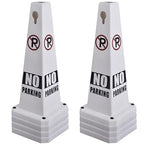 OrangeStar 8-Pack No Parking Cones, 4-Sided Message Safety Traffic Cones with Heavy Rubber Base for Indoor/Outdoor Use, White