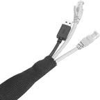 MECCANIXITY Braided Cable Sleeves Heat Shrinkable Fabric Sleeving, 5/8" 3ft Black 2:1 Ratio Heat Shrinkable Cord Protector for Harness Cable, Network Cable Protection, Cable Management