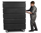 Meese 72P Commercial Laundry Linen Truck Cart, Polyethylene (HDPE), Poly Base, Bulk-Trux Mobile Laundry Cart with Two Swivel & Two Rigid Wheels, 38-Bushel / 48 Cu. Ft. Capacity, Black