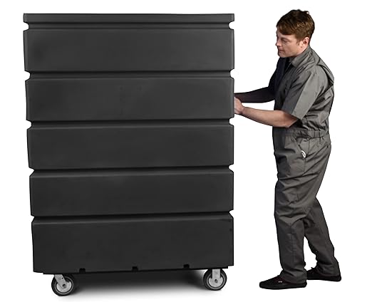 Meese 72P Commercial Laundry Linen Truck Cart, Polyethylene (HDPE), Poly Base, Bulk-Trux Mobile Laundry Cart with Two Swivel & Two Rigid Wheels, 38-Bushel / 48 Cu. Ft. Capacity, Black