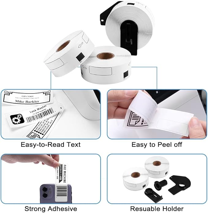 12 Rolls Replace for Brother DK-1201 (1.1" x 3.5") Address Label, 400 Stickers/roll for QL-800 810W 820NWB 600 Printer, 1 Frame + 4800 Label Refills, Barcode & All Purpose Die-Cut DK Label