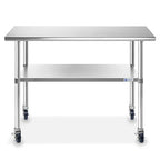 GRIDMANN NSF Stainless Steel Work & Prep Table 48 x 30 Inches with Caster Wheels and Under Shelf for Restaurant, Home, Hotel