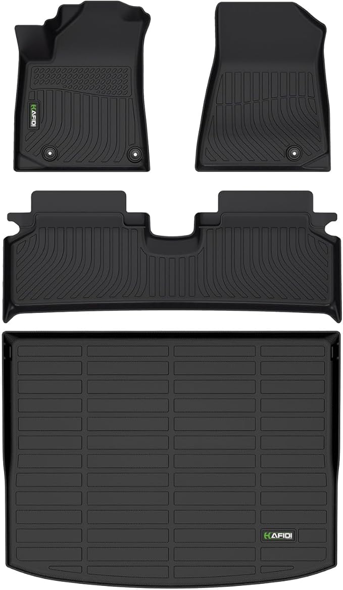 HAFIDI® Floor Mats & Cargo Liner Set Fit for 2023 2024 2025 Kia NIRO EV All Weather Protection TPE Anti-Slip Automotive Full Set Floor Liners Custom Accessories - Black