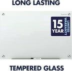Quartet Whiteboard, Glass Dry Erase Board, Magnetic, 8' x 4', Infinity Frameless Mounting, White Surface, Accessory Tray, 1 Dry Erase Marker and 2 Glass Board Magnets (G9648W-A)