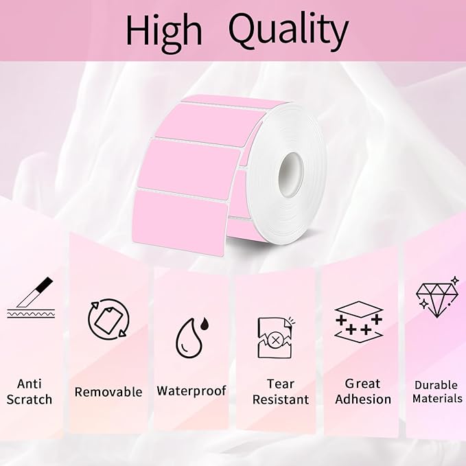 STARLIBOO 3x2 inch Color Direct Thermal Label Stickers for Shipping, Barcode, Address, Compatible with Rollo Label Printer & Zebra Desktop Printers (Pink)