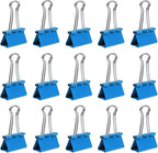 JAM PAPER Colorful Binder Clips - Medium - 1 1/4 Inch (32 mm) - Blue Binderclips - 15/Pack