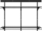 ClosetMaid MaxLoad Heavy Duty Wall Shelf Kit for Garage, 2 Shelves, Adjustable ShelfTrack Wire Shelving, Black Finish