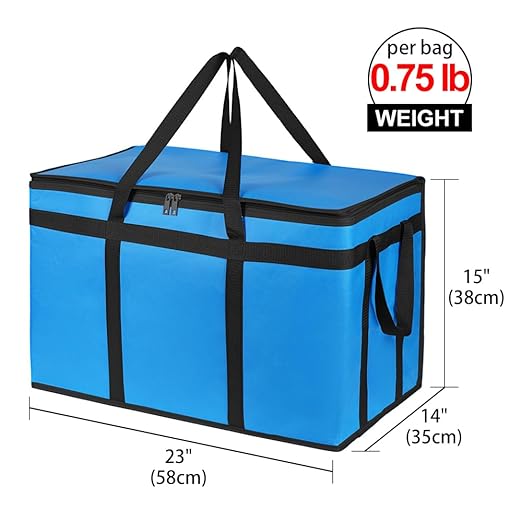 Bodaon 4-Pack Cooler Insulated Food Delivery Bag, Rideshare Delivery Bag, XXX-Large Thermal Bags for Catering/Hot Pizza, Travel/Camping/Picnic/Grocery Reusable Warmer Frozen, Blue-Black Edge