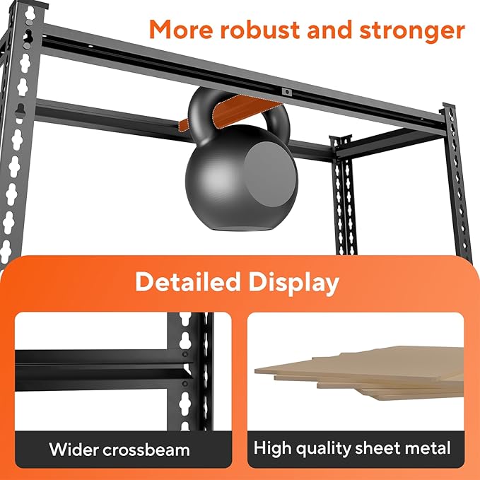 5 Tier Garage Shelving, Adjustable Heavy Duty Garage Shelves,Metal Storage Shelves Unit for Basement,Warehouse,Pantry Kitchen
