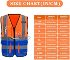 A-SAFETY Safety Vest High Visibility Working Vest with Dual Tone High Reflective Strips Orange&Blue Color Mixed Medium