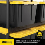 CX Black & Yellow, Shelving Unit and Heavy Duty Storage Containers, Extremely Durable (Shelf + 27 Gallon Container (4-Pack))