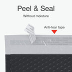 Quality Park Bubble Mailers, 4 x 8 Shipping Envelopes, Self-Seal, Small Black Padded Envelopes, Redi-Strip Peel Off Closure, 50 Per Box (1002352)