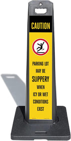 SmartSign Parking Lot Slippery When Icy Or Wet LotBoss Vertical Panel Sign Kit with Rubber Base, Double-Sided, 7.875" x 35.5" 3M Engineer Grade Reflective Parking Lot Sign, Plastic Frame, USA-Made