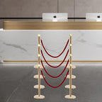 8 Pcs Stanchions with Red Velvet Ropes Set, 4 Red Velvet Ropes and 8 Stainless Steel Posts with Base, Runner Poles for Red Carpet Party Decoration Crowd Control Barriers (Golden)