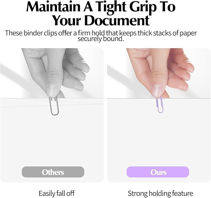 Cute Paper Clips Binder Clips Combo Set, 165 Psc, Assorted Size Paper Clips for Office, Cute Office Supplies Set, Purple (Unicorn Color)