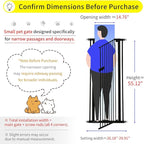 Lumizone Extra Tall Cat Gate 55.12" High Pressure Mounted Extra Wide 2025 New (17 Sizes) 1.37" Gap No Drilling Auto-Close One-Handed Operation Tall Pet Gate for Dogs(Black, 55.12" H x 26.18"-29.91" W)