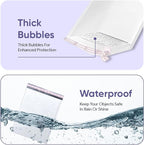 White 9.5x14.5 Inch Poly Bubble Mailers #4 | Self Seal Large Padded Envelopes | Air Cushioned Bubble Mailer | Usable Size 9.5x13 Inch | Waterproof Lightweight Mailing Shipping Bags | 100 Pack Bulk