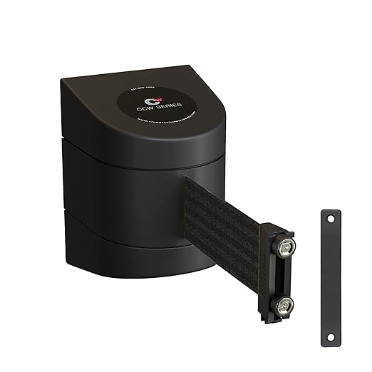 Crowd Control Warehouse - CCW Series WMB-230 Magnetic Wall Mount Retractable Belt Barrier - 30 Foot, Black Belt with Black ABS Case