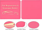 Cacturism Car Registration and Insurance Holder, Vehicle Glove Box Car Organizer Men Women Wallet Accessories Case for Cards, Essential Document, Driver License, Hot Pink
