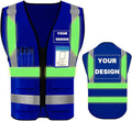 YOWESHOP High Reflective Visibility Safety Vest Custom Your Logo Safety Workwear with Reflective Strips and Pockets