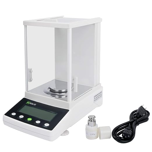 U.S. Solid 0.1mg Analytical Balance, 120g x 0.0001g, Lab Electronic Scale with Automatic Internal Calibration, Electromagnetic Transducer, RS232, Overload Protection, Piece Counting, 4 Weighing Units