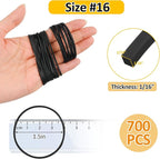 700 Pcs Rubber Bands, Size #16 Reusable Elastic Rubber Band for Office Supplies File Folders, Home Packaging, Crafts DIY Bundling, Multipurpose (Black)