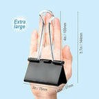 3 Inch Extra Large Binder Clips (24 Pack), Black Jumbo Binder Clips, Heavy Duty Paper Clamps, Big Metal Paper Clips for Office, Home, School, Art Supplies