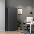 BESFUR Metal Storage Cabinet with 5 Adjustable Shelves and 2 Lockable Doors, 71" Black Garage Storage Cabinet, Locking Cabinet with for Office, School, Garage