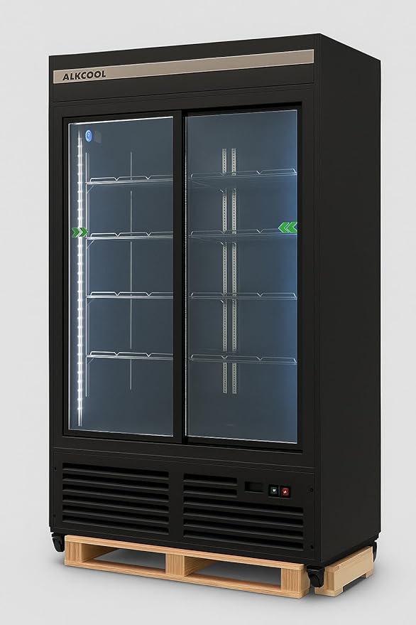 Commercial Beverage Refrigerator Display Fridge,Two SLIDING Glass Door Drink Cooler with LED Light Adjustable Shelves,ETL Sanitation,43 Cu Ft,47" Wide,Wheels Included