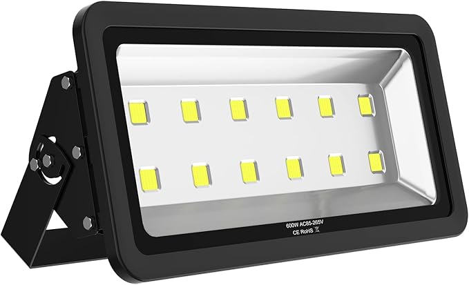 600W Outdoor LED Flood Light, 60000LM Super Bright, 110-285V, IP66 Waterproof, 6000K Daylight White Security Lights,Lighting for Playground Yard Stadium Lawn Ball Park