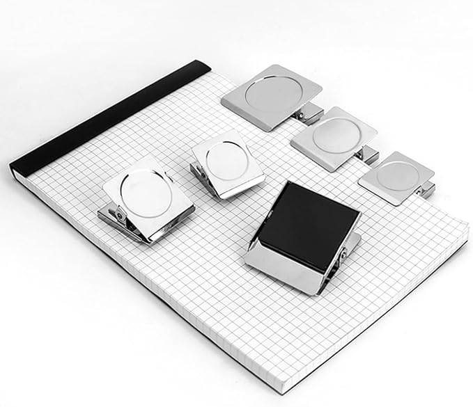 Square Strong Magnetic Clips, 1.8"-9 Pcs, 45 mm, Silver, Refrigerator Magnet Clips, Magnets, Office Supplies, Photo Displays