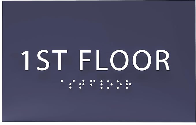 6" X4" 1st Floor Sign - ADA Compliant Tactile Graphics Grade 2 Braille Text Wall Sign| Directional Assistance, Floor Number Sign for Office, Schools, Hospitals, Apartments