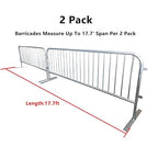 2 Pack 8.5 Ft Steel Crowd Control Heavy Duty Interlocking Steel Safety Barriers Barricade Fence Frame Guard for Events Road Traffic Control, Galvanized Silver