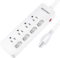 Appliance Extension Cord with Individual Switches on Off - 6 FT, 14 Gauge Heavy Duty Extension Cord with 4 AC Outlets, Wall Mountable, High Wattage for Microwave Workbench Garage Must Have, ETL Listed