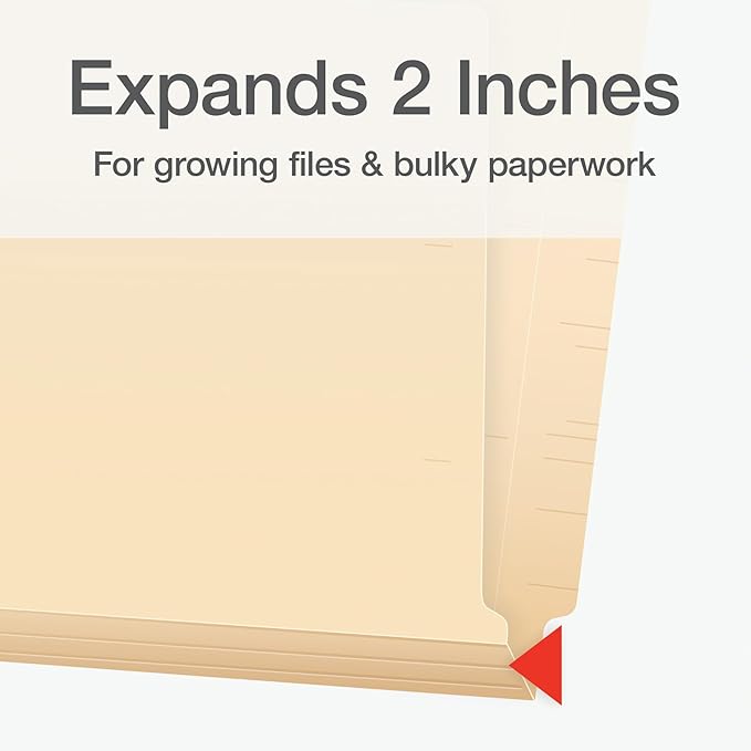 Pendaflex End Tab Fastener File Folder, Manila Folders with Two 2" Bonded Prong Fasteners, Reinforced Straight Cut Tabs, 50 Per Box (44710) (Pack of 5)